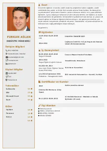 Endüstri Mühendisi CV Örnekleri cv indir